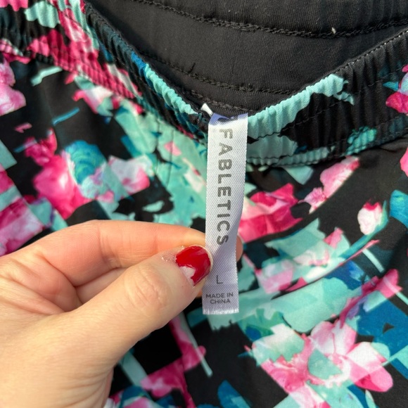 Fabletics Green Pink and Black Floral Athletic Shorts - Picture 3 of 3
